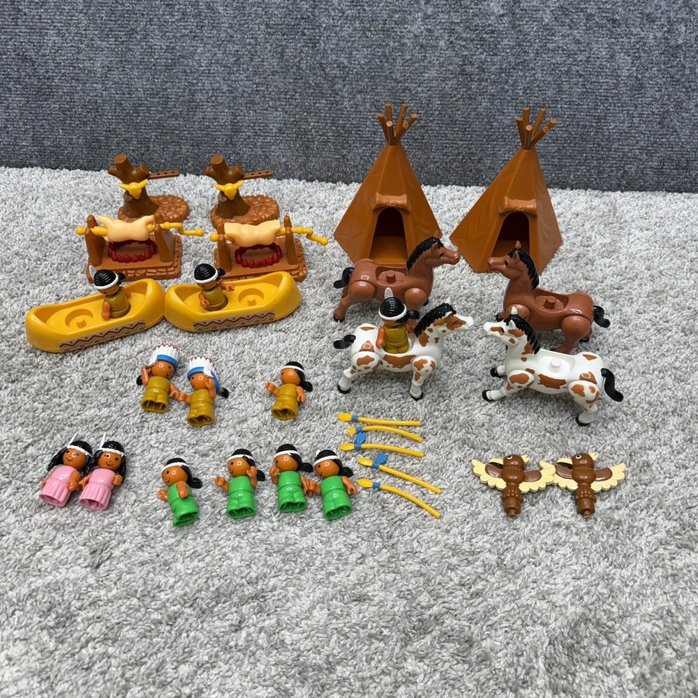 Vintage Playskool Lil' Playmates figures horses natives boats grills huge lot - Picture 15 of 16